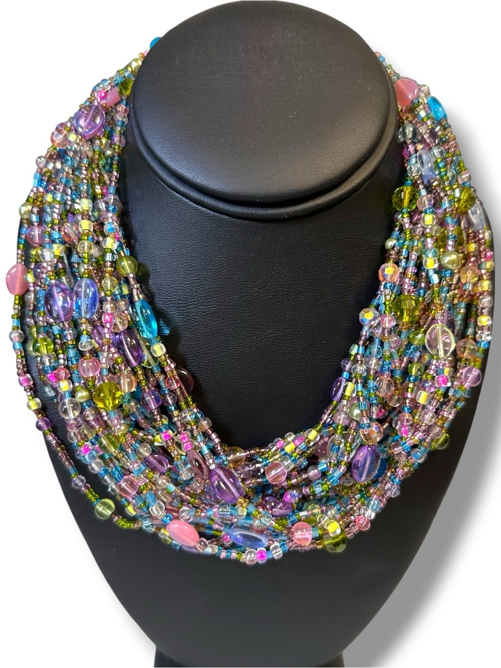 Joan Rivers Necklace Uranium Glass Pastel Czech Bead Statement Book Piece Long - Picture 7 of 14